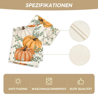 Herbst Tischläufer Orange Kürbisse Eukalyptus 40x180 cm