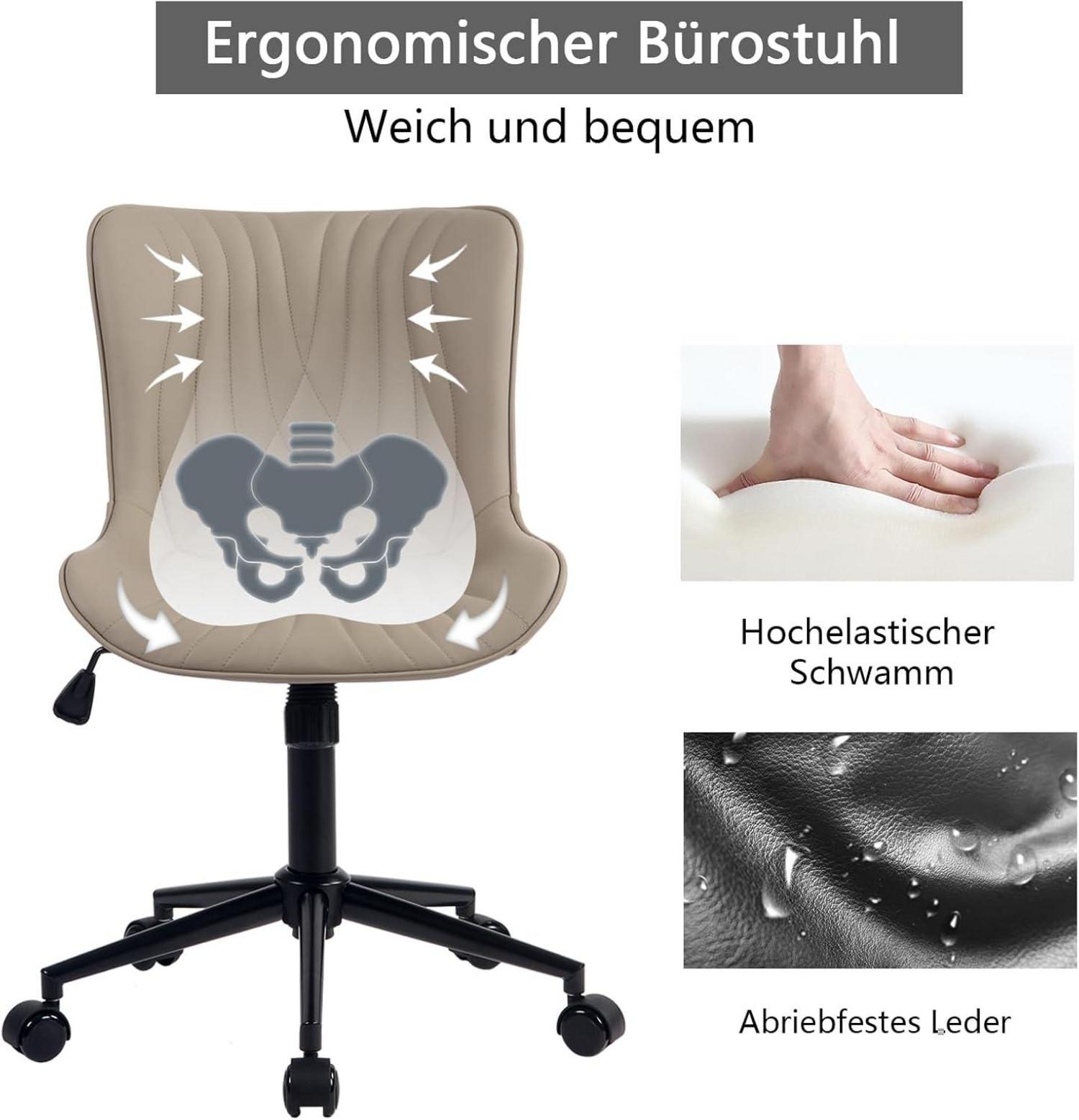 YOUTASTE Bürostuhl Ergonomischer Fischschwanz Design, Drehstuhl Khaki