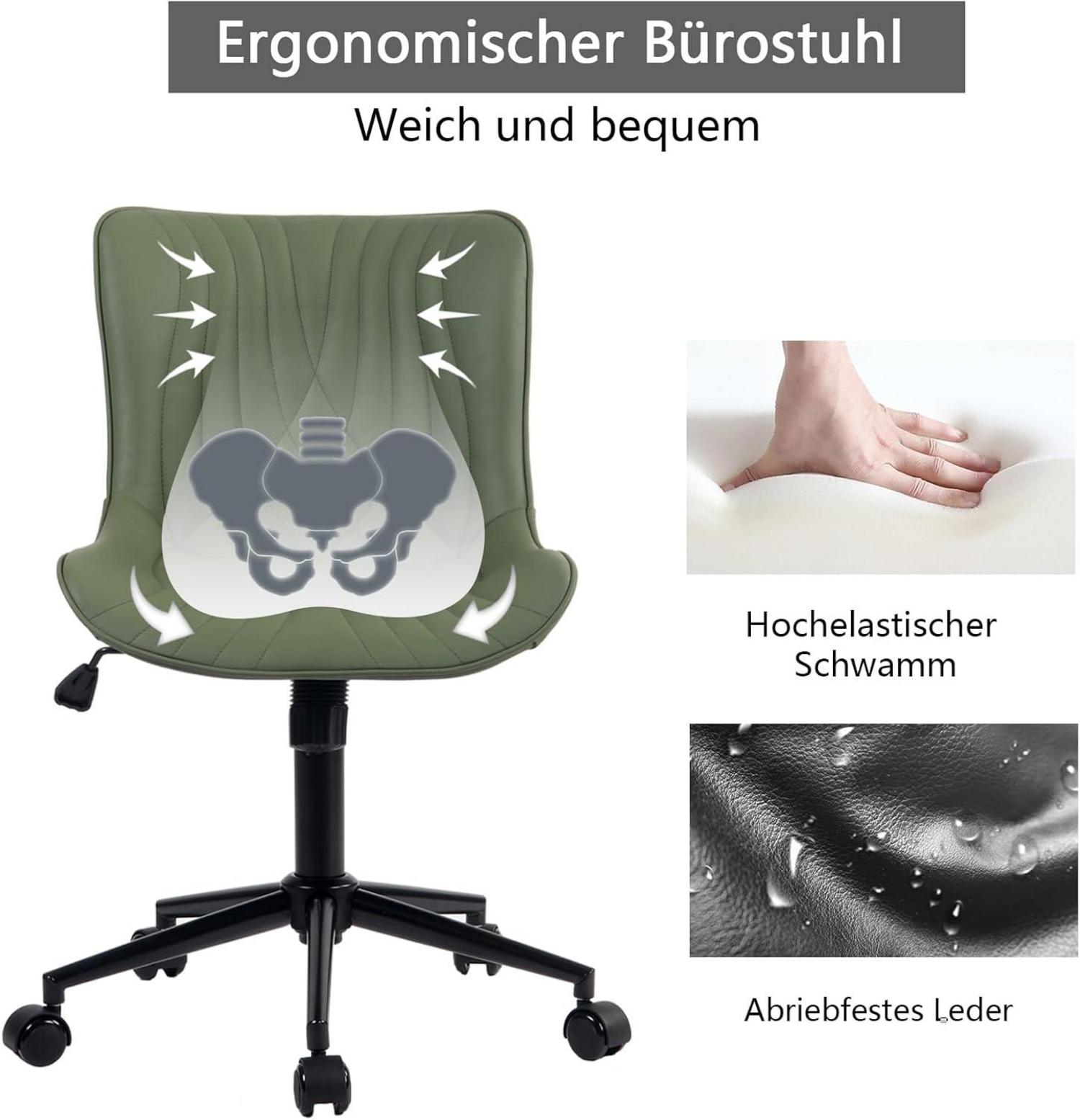 Ergonomischer Drehstuhl mit Fischschwanz-Design, höhenverstellbar, Olivgrün