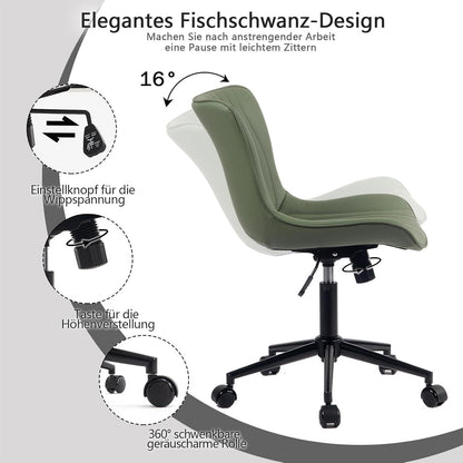 Ergonomischer Bürostuhl Olivgrün Fischschwanz-Design Wippfunktion