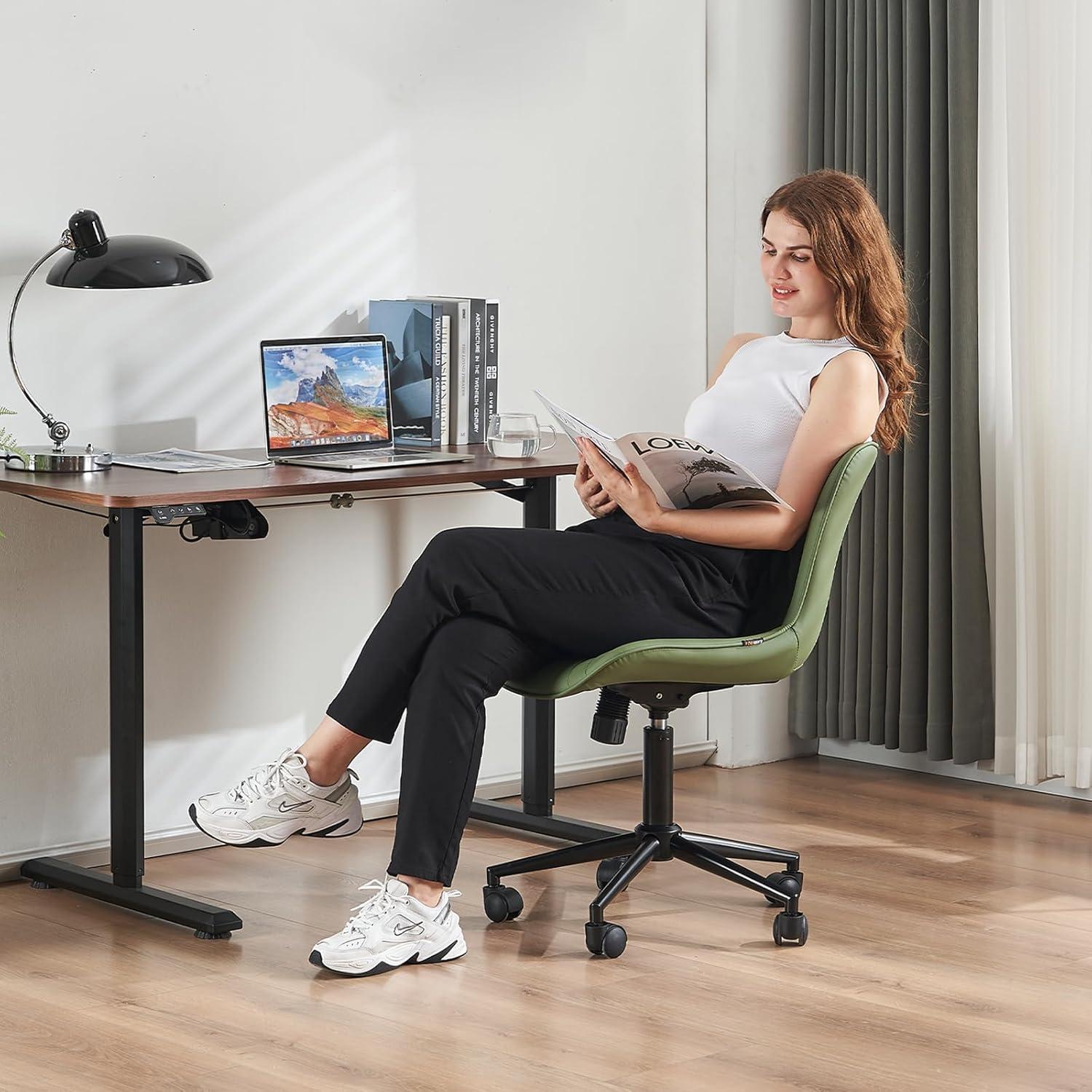 Ergonomischer Drehstuhl mit Fischschwanz-Design, höhenverstellbar, Olivgrün