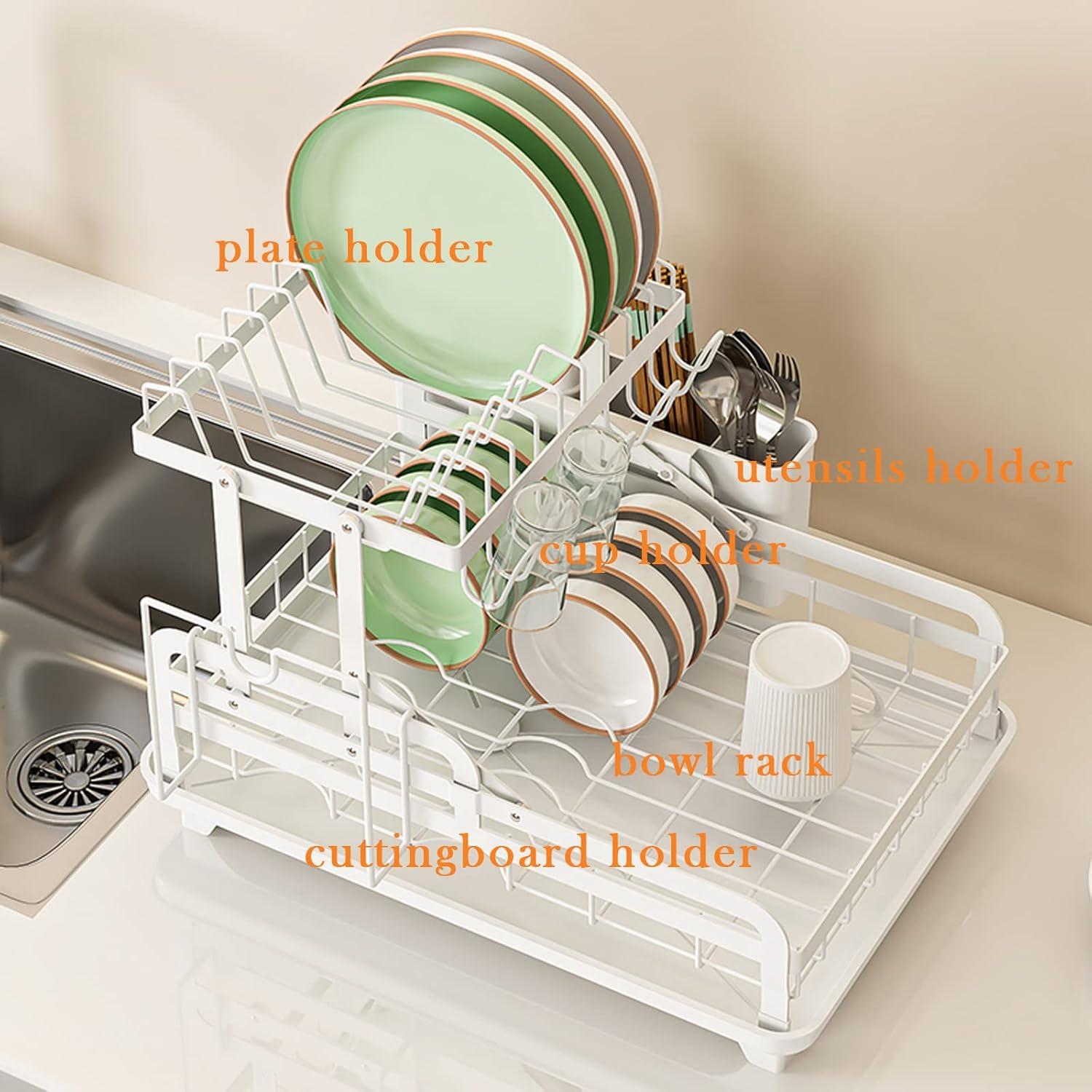 Faltbares Abtropfgestell für Geschirr mit 2 Ebenen und