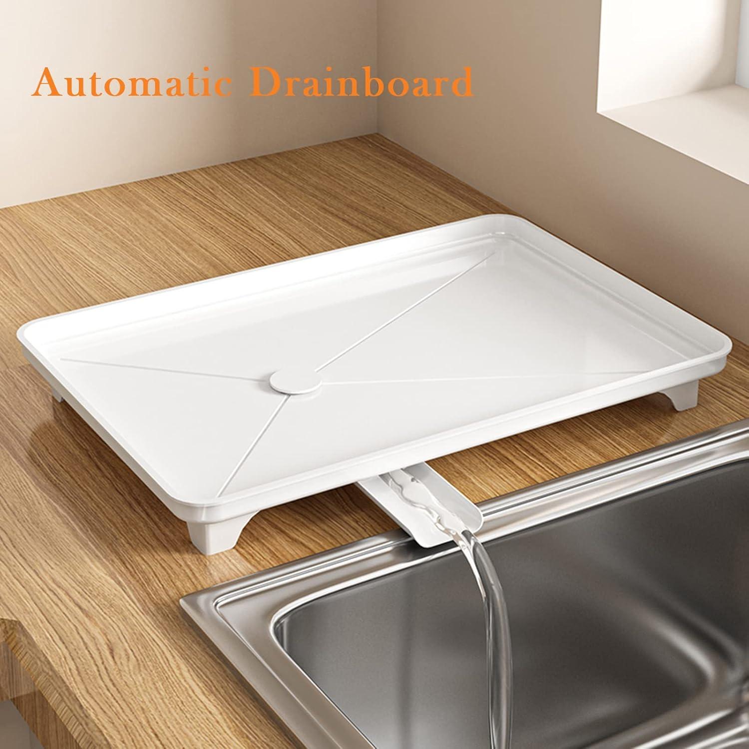 Abtropfgestell Geschirr Faltbarer Dish Drainer 2 Ebenen Utensilienhalter White