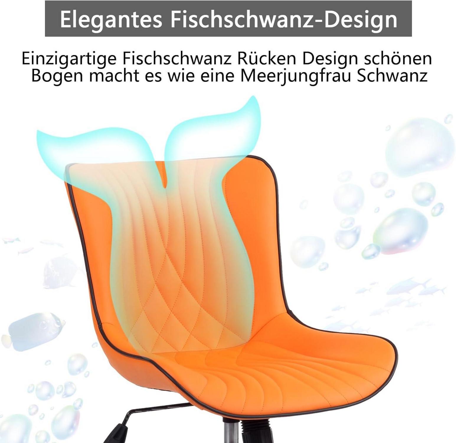 Ergonomischer Bürostuhl mit Fischschwanz-Design, Orange