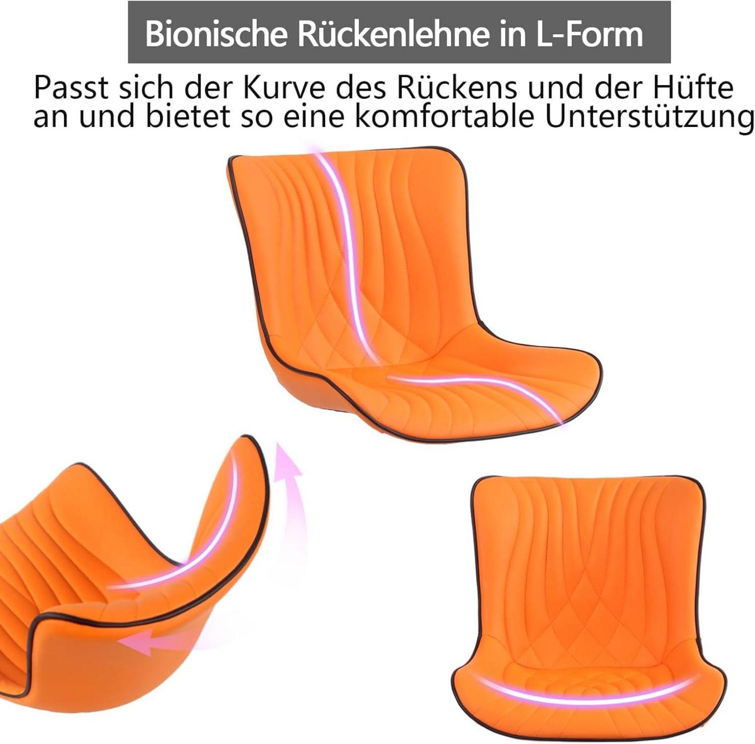 Ergonomischer Bürostuhl mit Fischschwanz-Design Orange, Drehstuhl Wippfunktion
