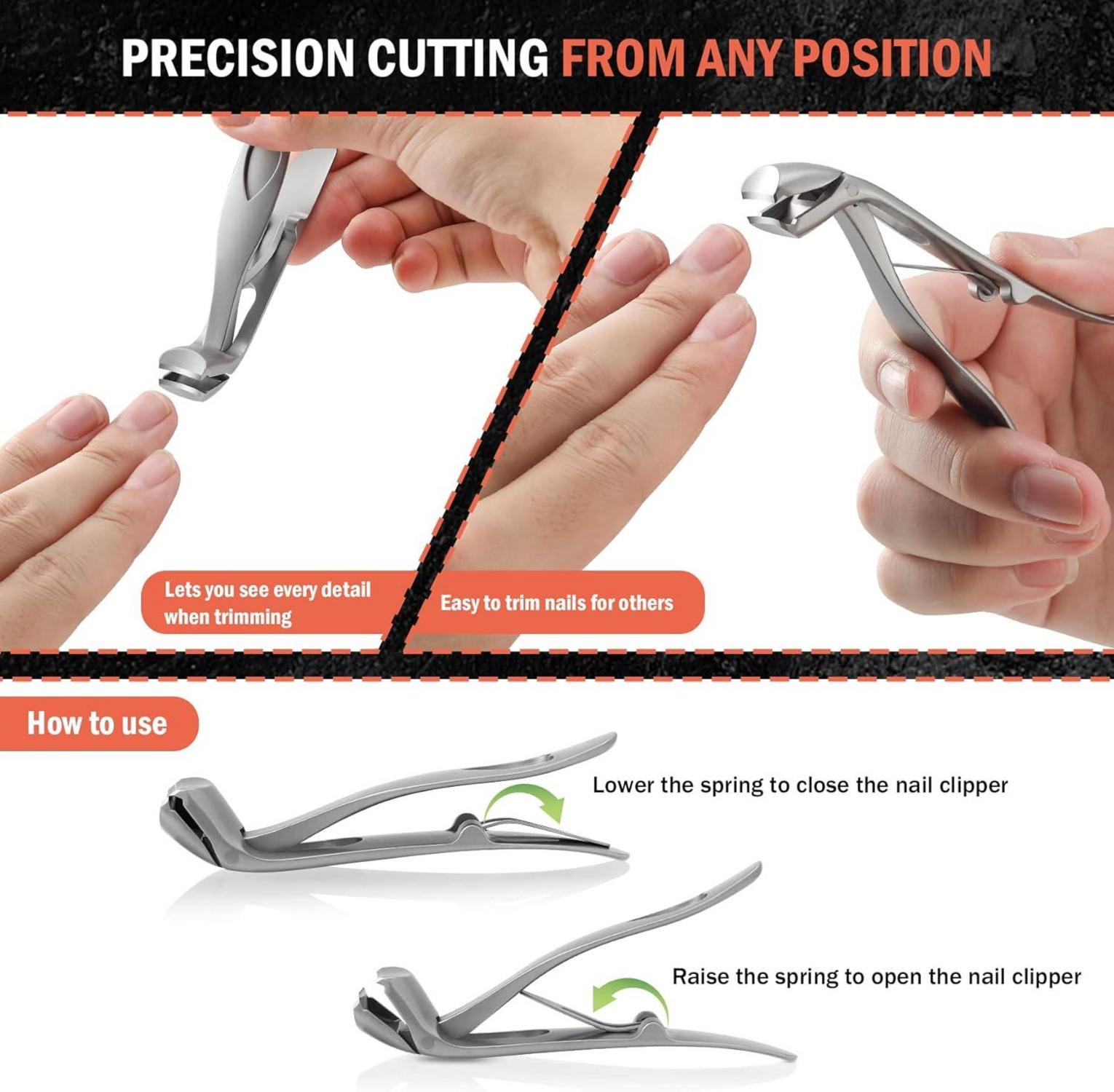 Ergonomischer Nagelknipser für dicke Nägel Premium Stahl mit Auffangbehälter