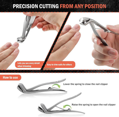 Ergonomischer Nagelknipser für dicke Nägel Premium Stahl mit Auffangbehälter