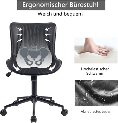YOUTASTE Bürostuhl Ergonomischer Fischschwanz 5-Jahre-Garantie Schreibtischstuhl Schwarz