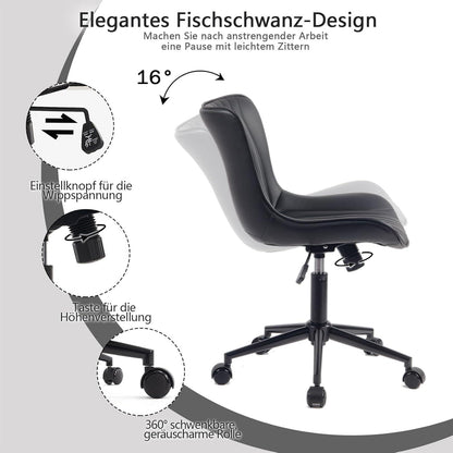 Ergonomischer Bürostuhl Fischschwanz-Design Rollen Höhenverstellbar