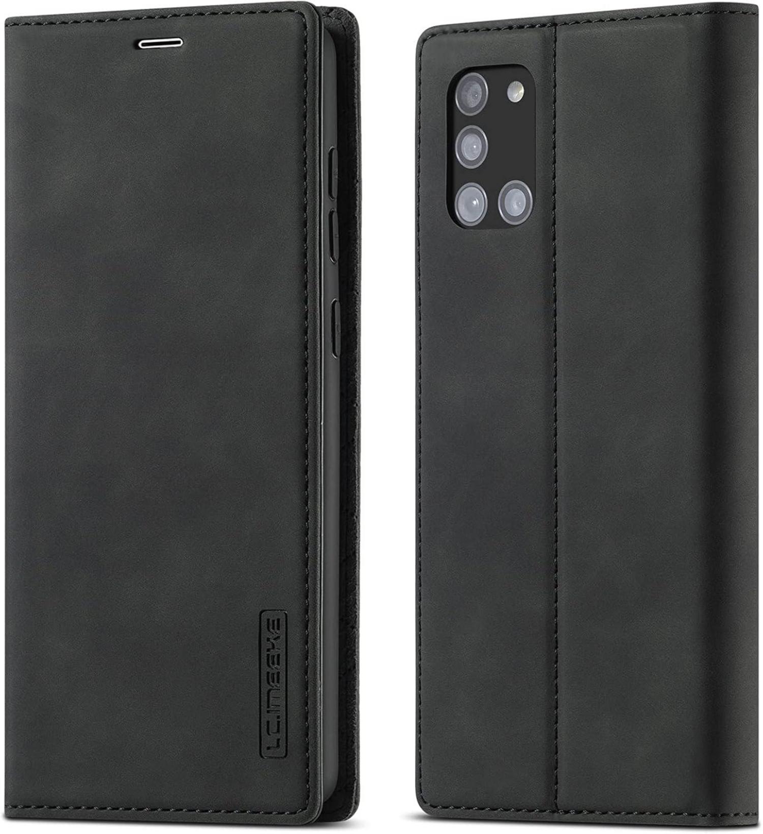 Samsung Galaxy A51 Hülle Leder Schutzfolie Flip Wallet Schwarz