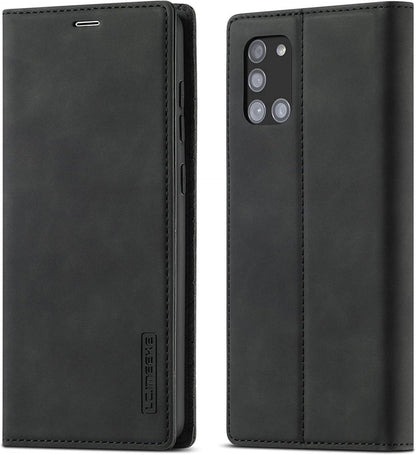 Samsung Galaxy A51 Hülle Leder Schutzfolie Flip Wallet Schwarz