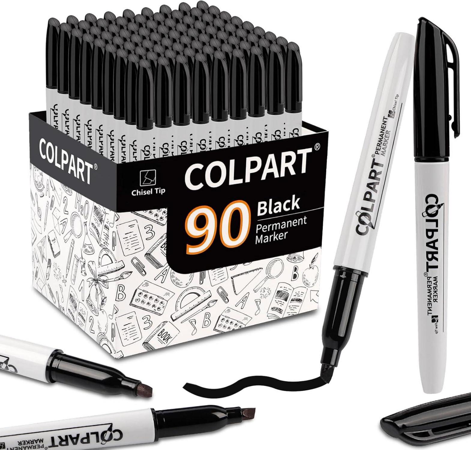 Permanent Marker Set 90 Stück Keilspitze wasserfest, zum