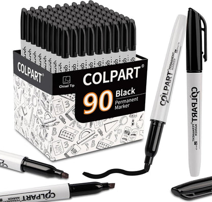 Permanent Marker Set 90 Stück Keilspitze wasserfest, zum