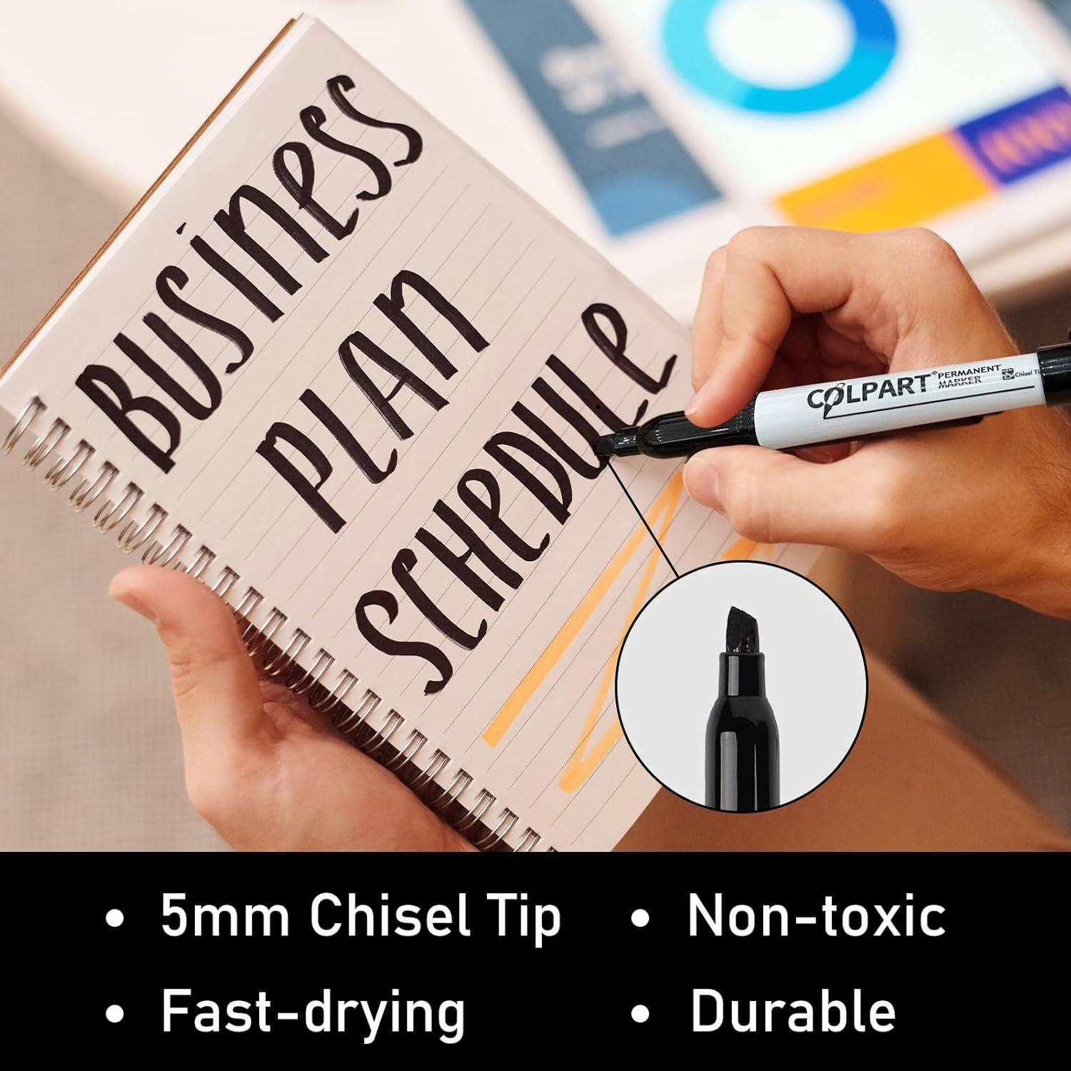 Permanent Marker Set 90 Stück Keilspitze wasserfest, zum