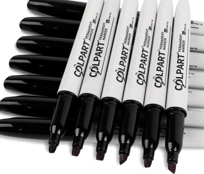 colpart Permanent-Marker Set, Schwarz, 90 Stück, 5mm Keilspitze, Wasserfest
