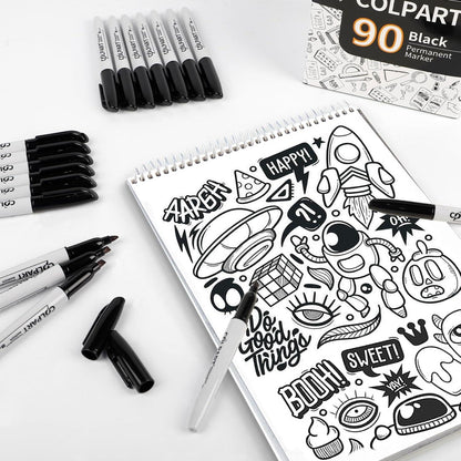 Permanent Marker Set 90PCS Keilspitze wasserfest für Zeichnen Malen Marker