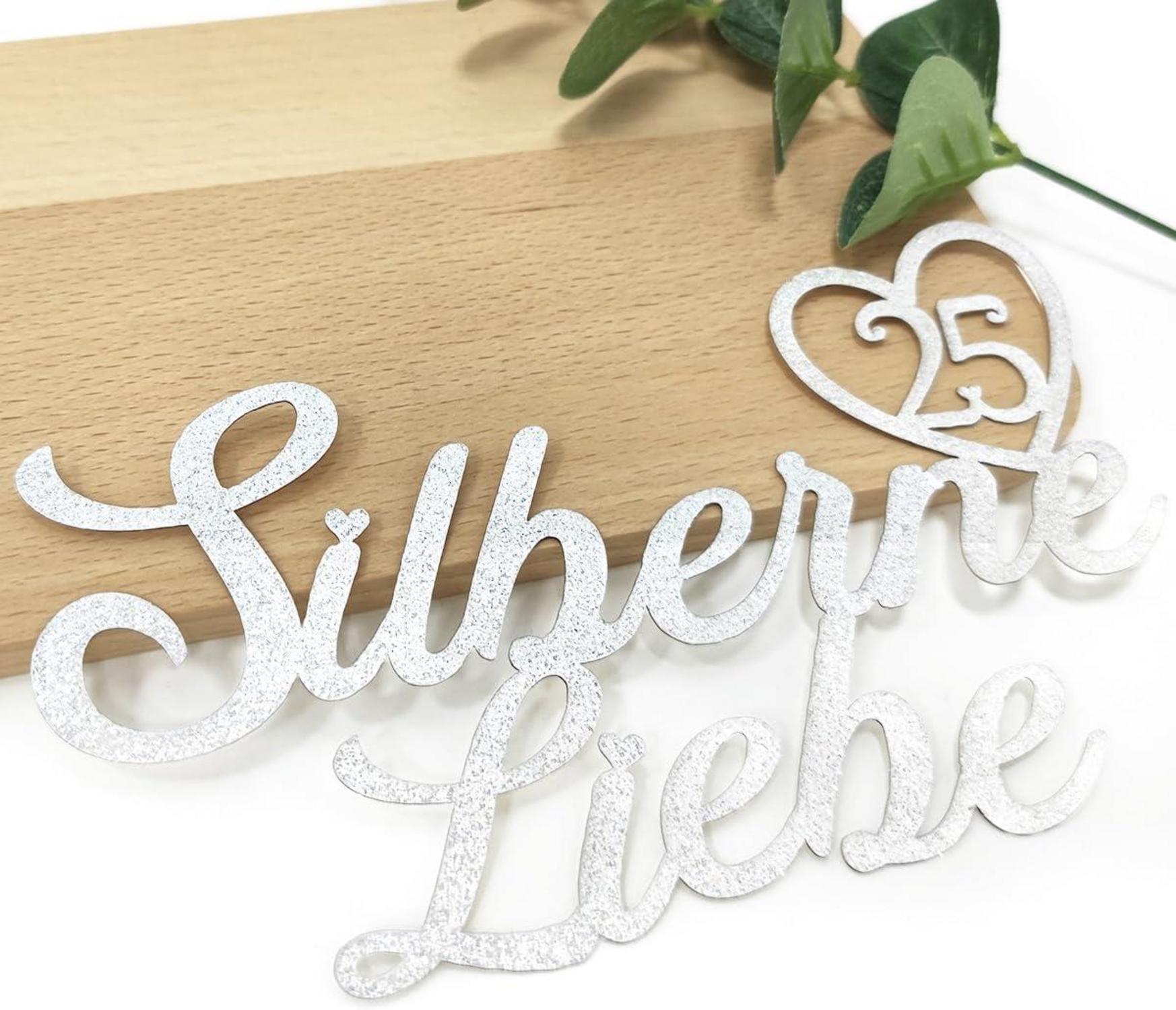 20 Stück Silberhochzeit Kuchendeko Glitzer Cake Topper 25 Hochzeitstag