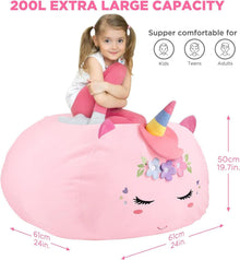 Kuscheltier Sitzsack Einhorn Aufbewahrung 200L XXL Rosa