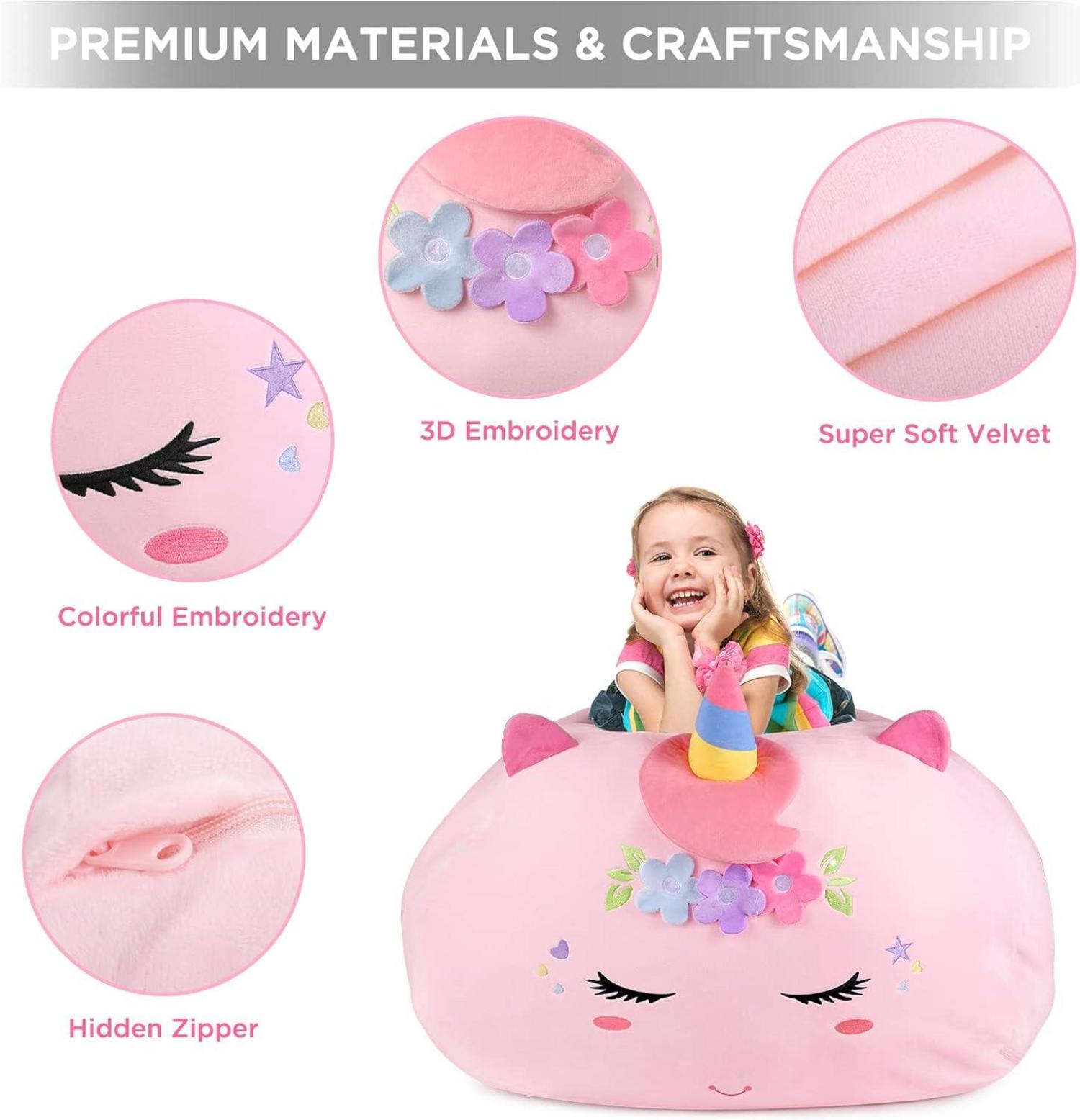 Kuscheltier Sitzsack Einhorn Aufbewahrung 200L XXL Rosa