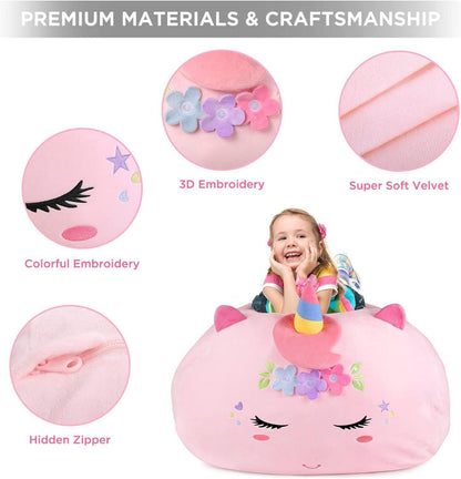 Kuscheltier Sitzsack Einhorn Aufbewahrung 200L XXL Rosa