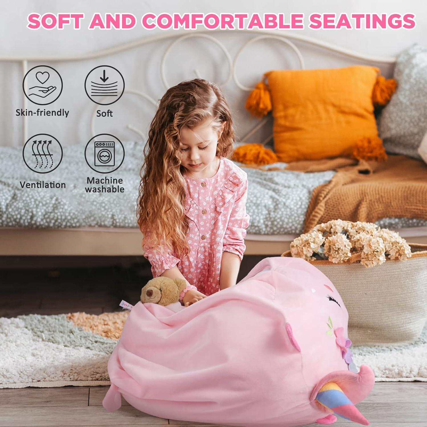 aufbewahrung kuscheltiere sitzsack Kuscheltier Sitzsack Einhorn Aufbewahrung 200L XXL Rosa – LuxusKollektion