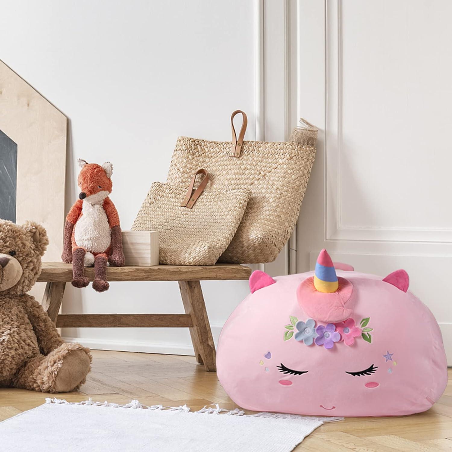 aufbewahrung kuscheltiere Kuscheltier Sitzsack Einhorn Aufbewahrung 200L XXL Rosa – LuxusKollektion