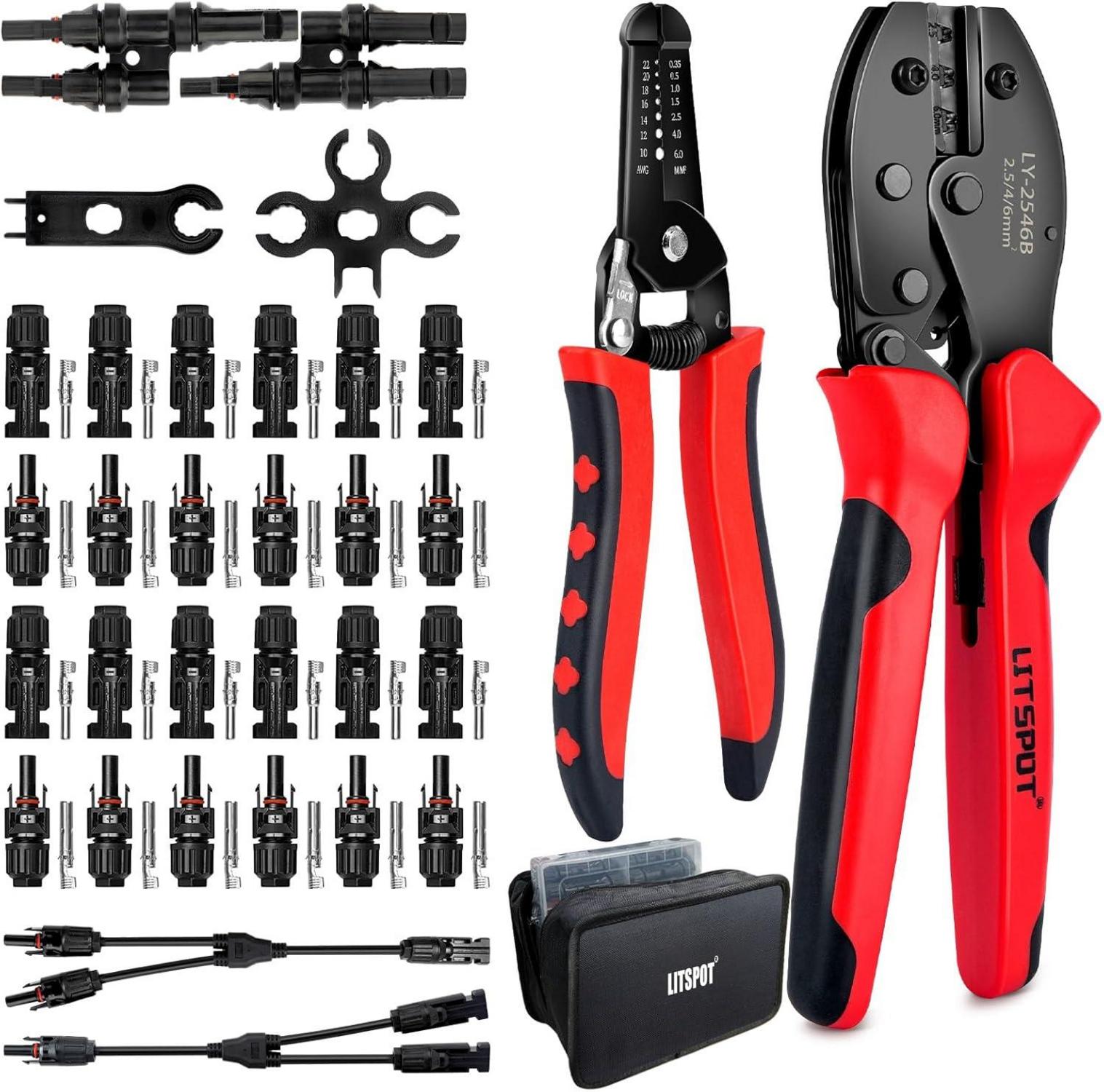 Crimpzange Solarstecker Set 2,5/4/6 mm² PV Kabel 12 Paar Male Female