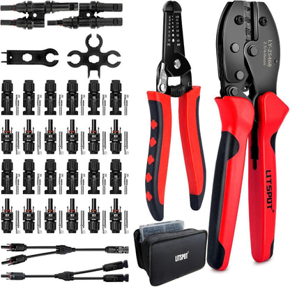 Crimpzange Solarstecker Set 2,5/4/6 mm² PV Kabel 12 Paar Male Female
