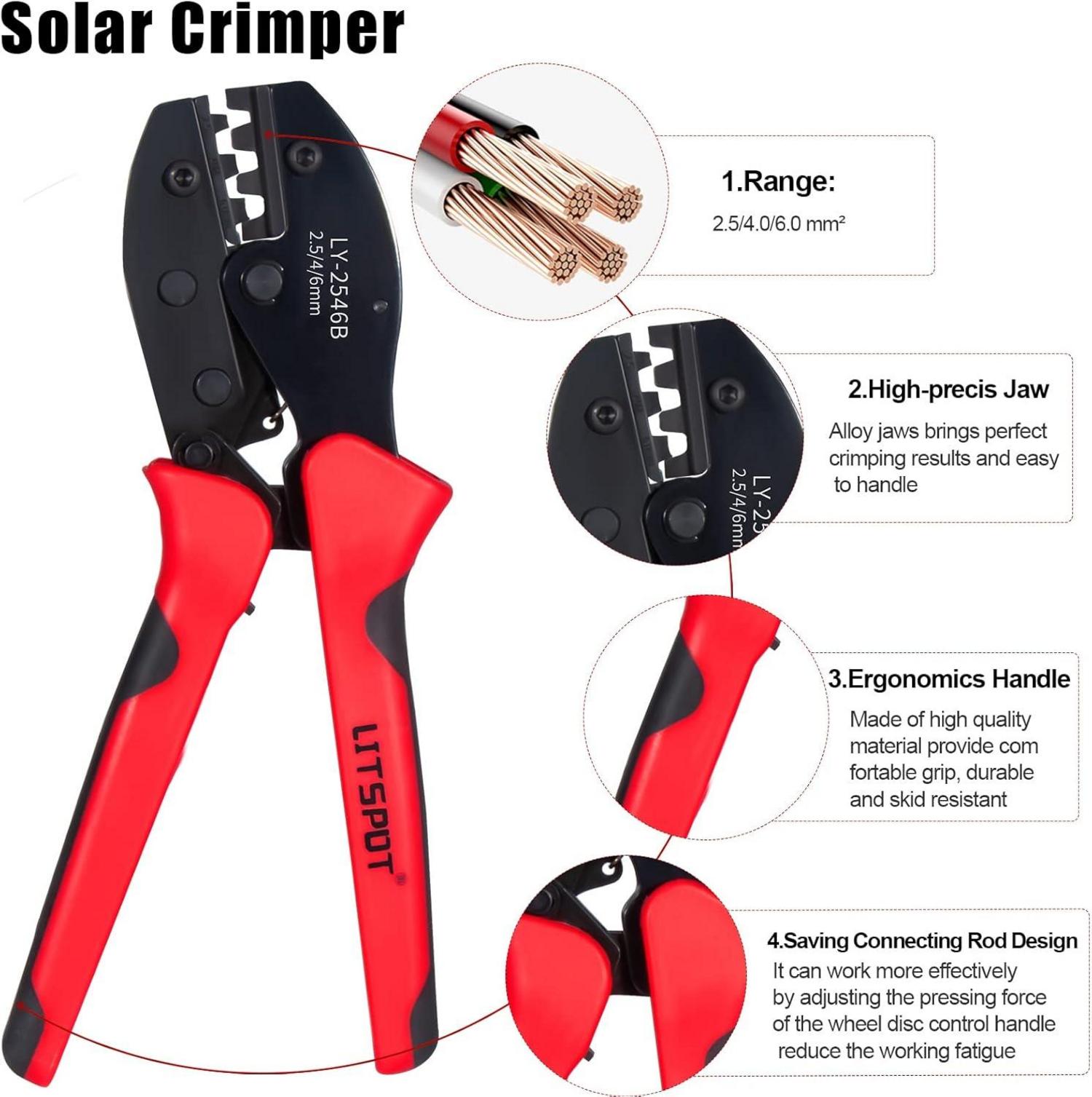 Crimpzange Solarstecker Set 2,5/4/6 mm² PV Kabel 12 Paar