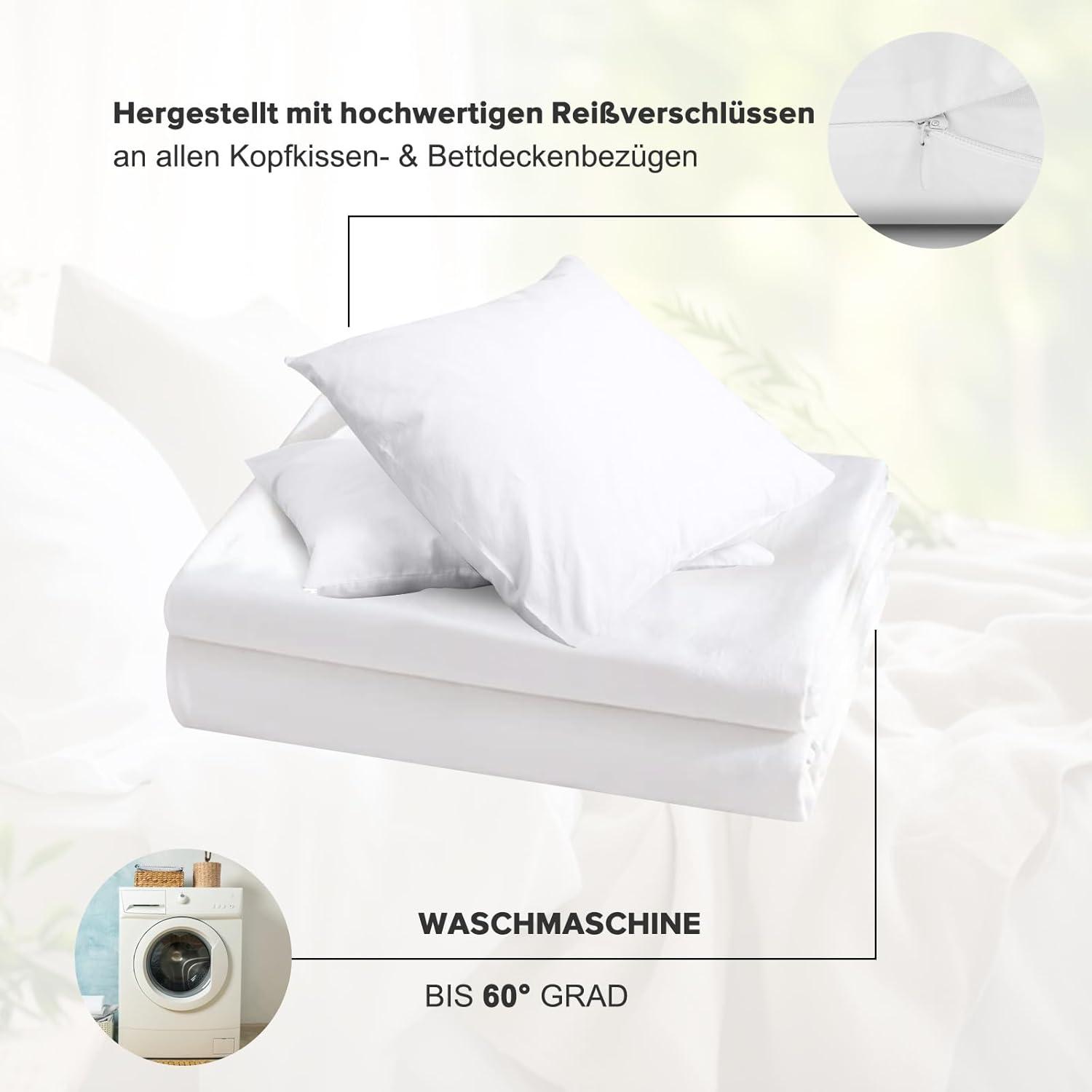 Bettwäsche 155x220 Mikrofaser 2tlg. Bettbezug Set 155x220cm + 1x