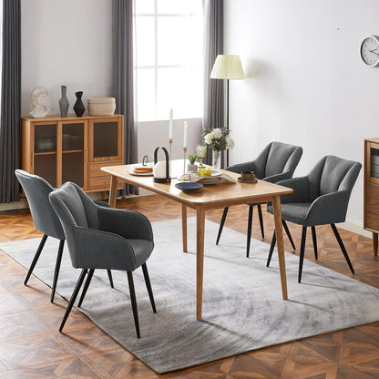 Esszimmerstühle Set 4er Leinen, Modern & Komfortabel Dunkelgrau