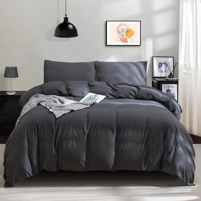 Bettwäsche Set 135x200 Anthrazit Mikrofaser Reißverschluss