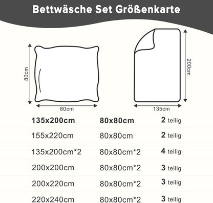 Bettwäsche Set 135x200 anthrazit Mikrofaser Kissenbezug 80x80 dunkelgrau