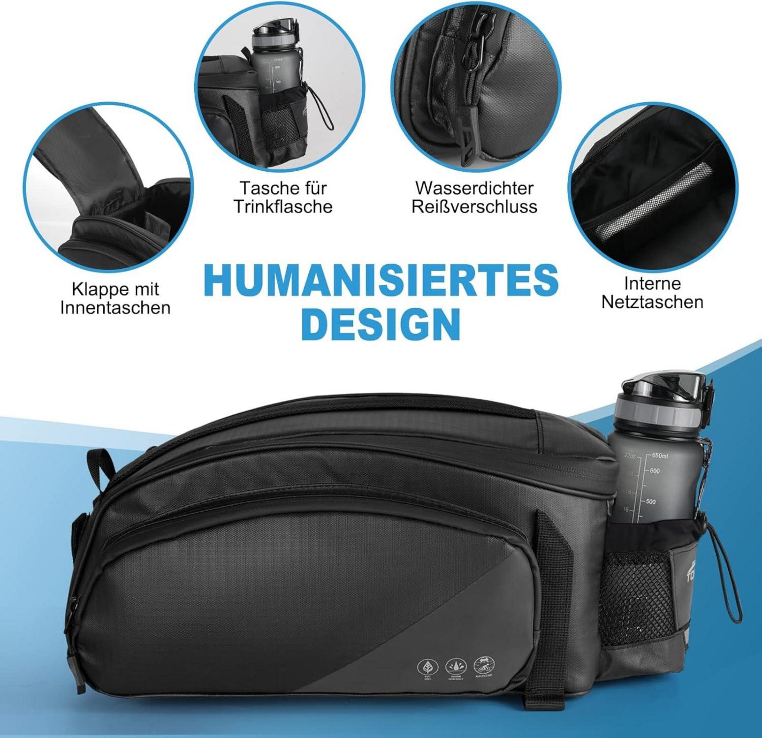 Fahrradtasche Gepäckträger 12L Wasserdicht Reflektierend Multifunktion