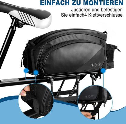 Fahrradtasche Gepäckträger 12L wasserdicht reflektierend 3-in-1 mit