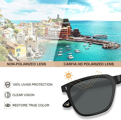 CARFIA Vintage Polarisierte Sonnenbrille Damen UV400 Schutz, Quadratische Acetatrahmen