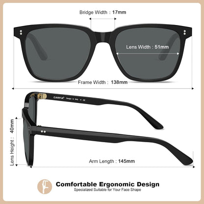 CARFIA Vintage Polarisierte Sonnenbrille Damen UV400 Acetat 51mm