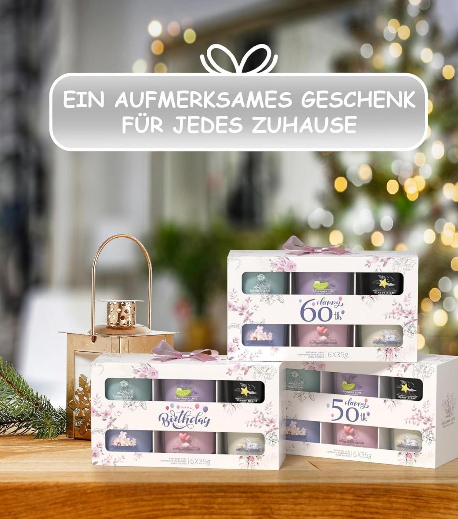 Duftkerzen Geschenkset 6er Glas - Entspannungsgeschenk für Frauen