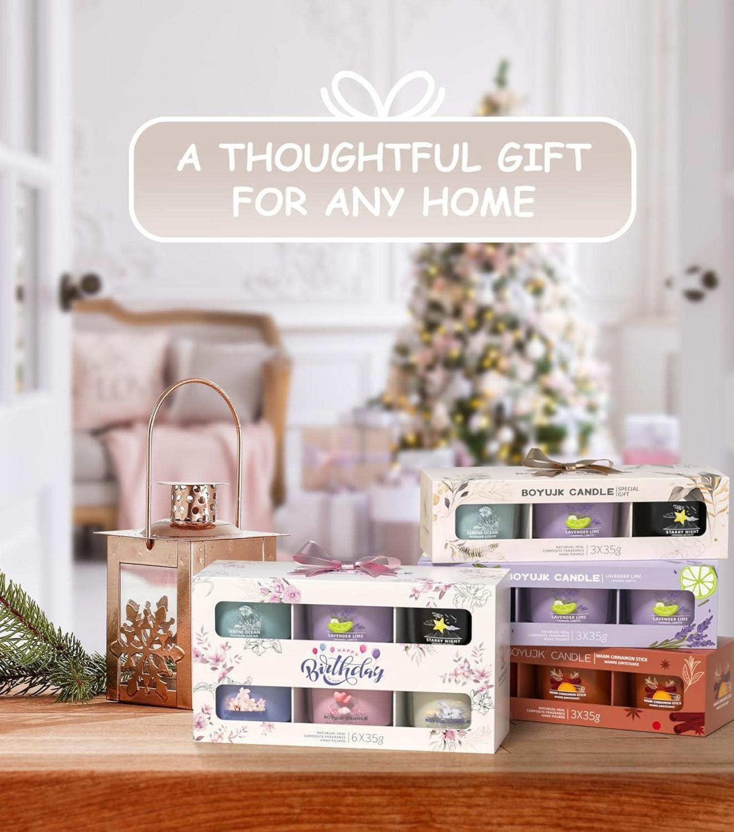 Aromatische Duftkerzen Geschenkset Entspannung Frauen Blau Lila