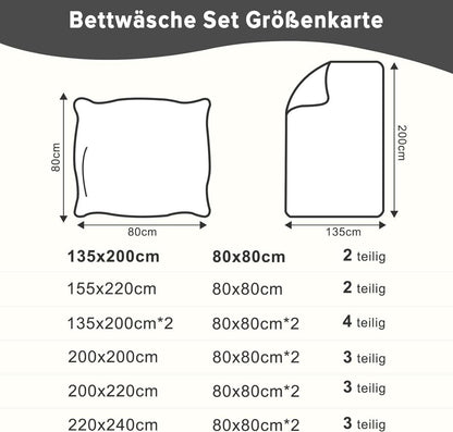 Bettwäsche 135x200 cm Schwarz Mikrofaser 2 tlg Ganzjahres Bettwäsche-Sets