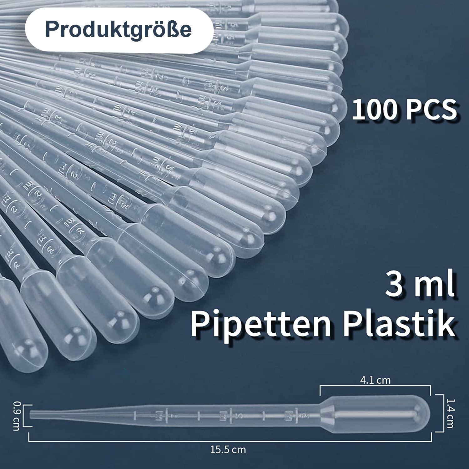 100 Stück 3ML Kunststoff Transferpipetten, Einwegpipetten