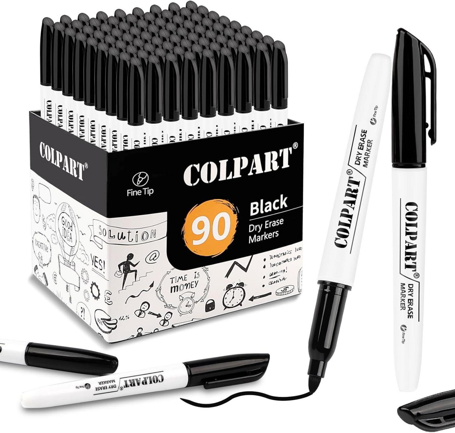 90er Pack Whiteboard Marker Schwarz Feine Spitze Abwischbar