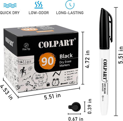 90er Pack Whiteboard Marker Schwarz Feine Spitze Abwischbar