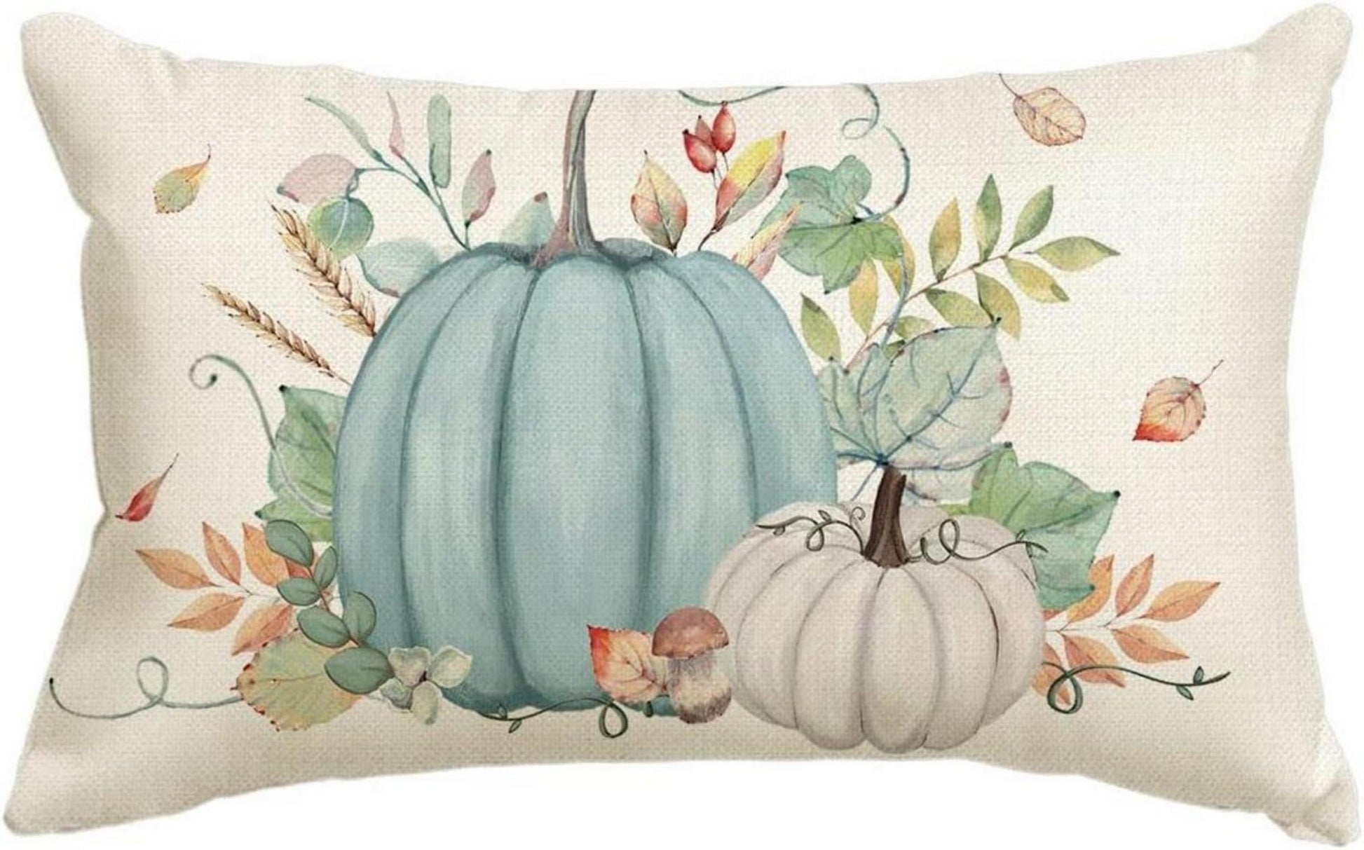 Herbst Kissenbezug Eukalyptus Blätter Deko 30x50 cm