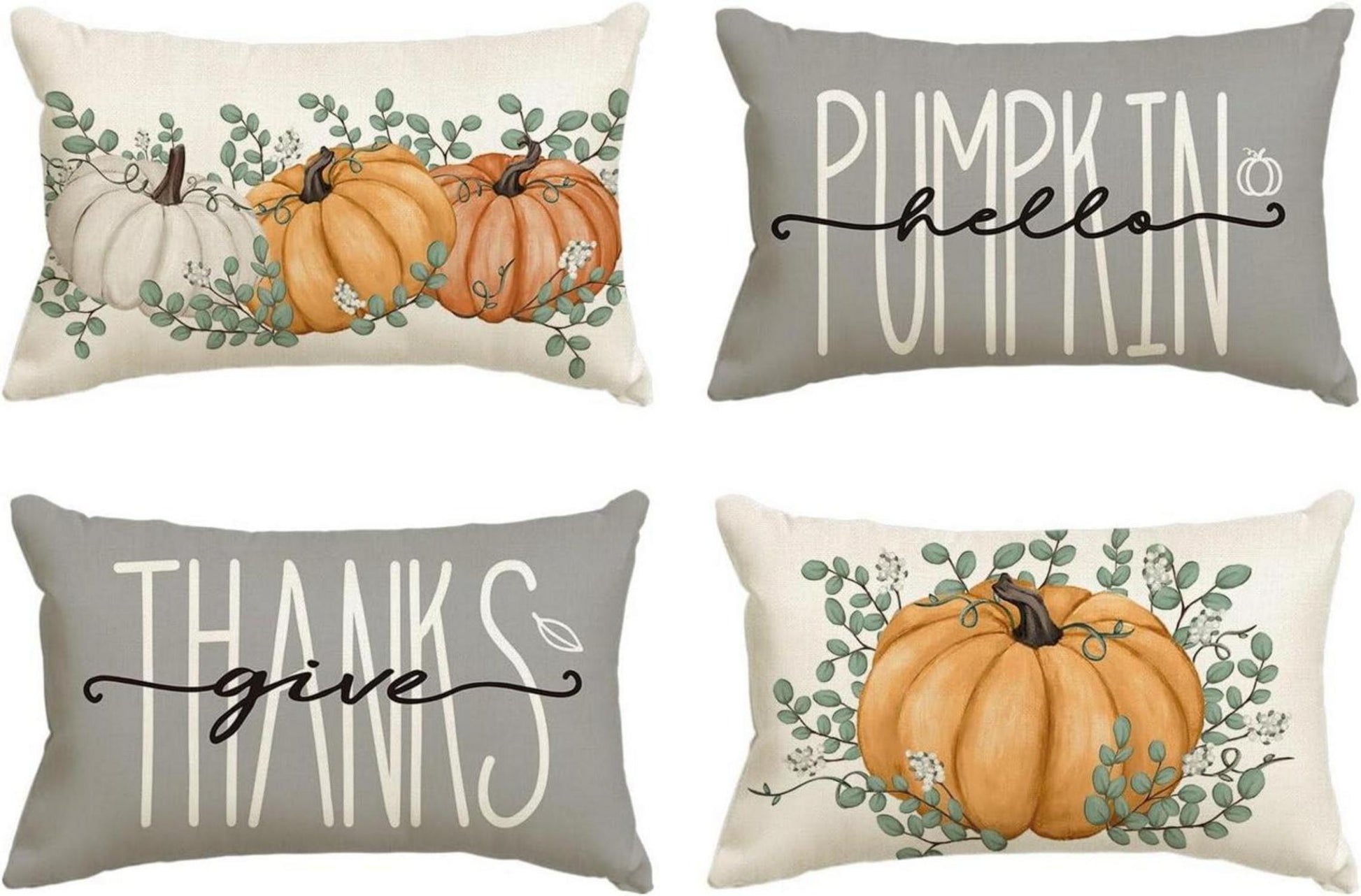 Herbst Kürbisse Orange Kissenbezüge 4er Set 30x50 cm