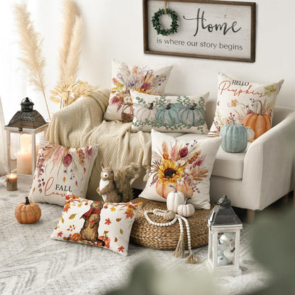 Herbst Kissenbezüge Set 4 Stück 40x40 cm Deko Orange