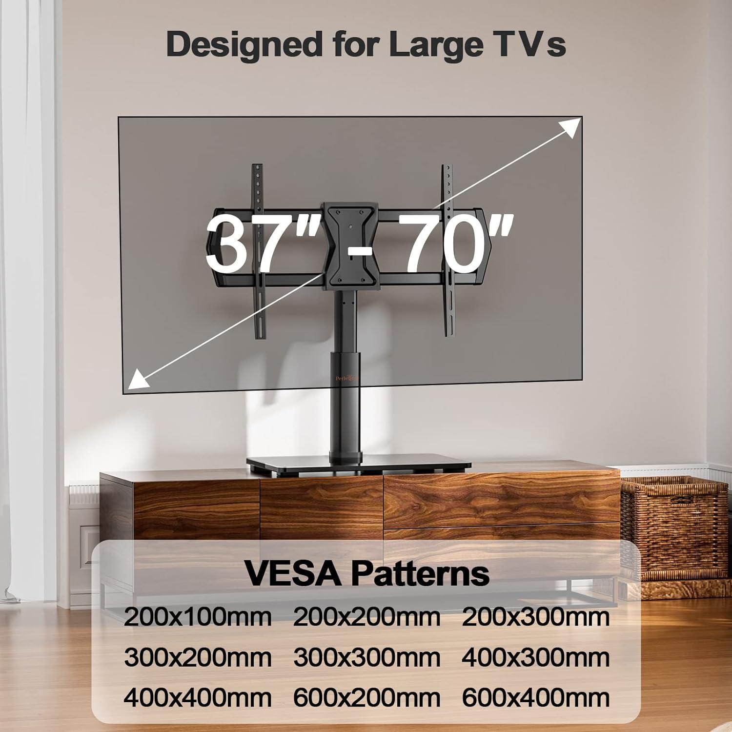 TV Standfuss Schwenkbar für 37-70 Zoll Fernseher bis 45 KG, Höhenverstellbar & Stabil, VESA 600x400mm