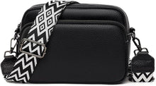 Damen Echtes Leder Umhängetasche Crossbody Bag mit Breitem