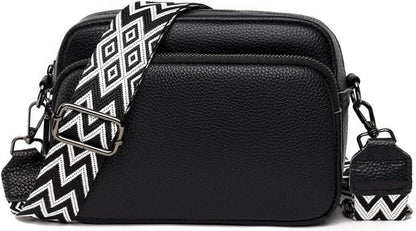 Damen Echtes Leder Umhängetasche Crossbody Bag mit Breitem