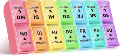 Pillendose für 7 Tage 2 Fächer, Abnehmbare Tablettenbox